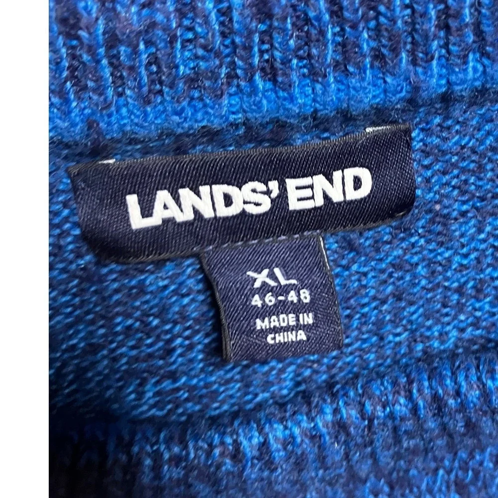 Lands End Blue Snowflake Fair‎ Isle Crew Neck Sweater XL Wool Blend Grandpa Ski
